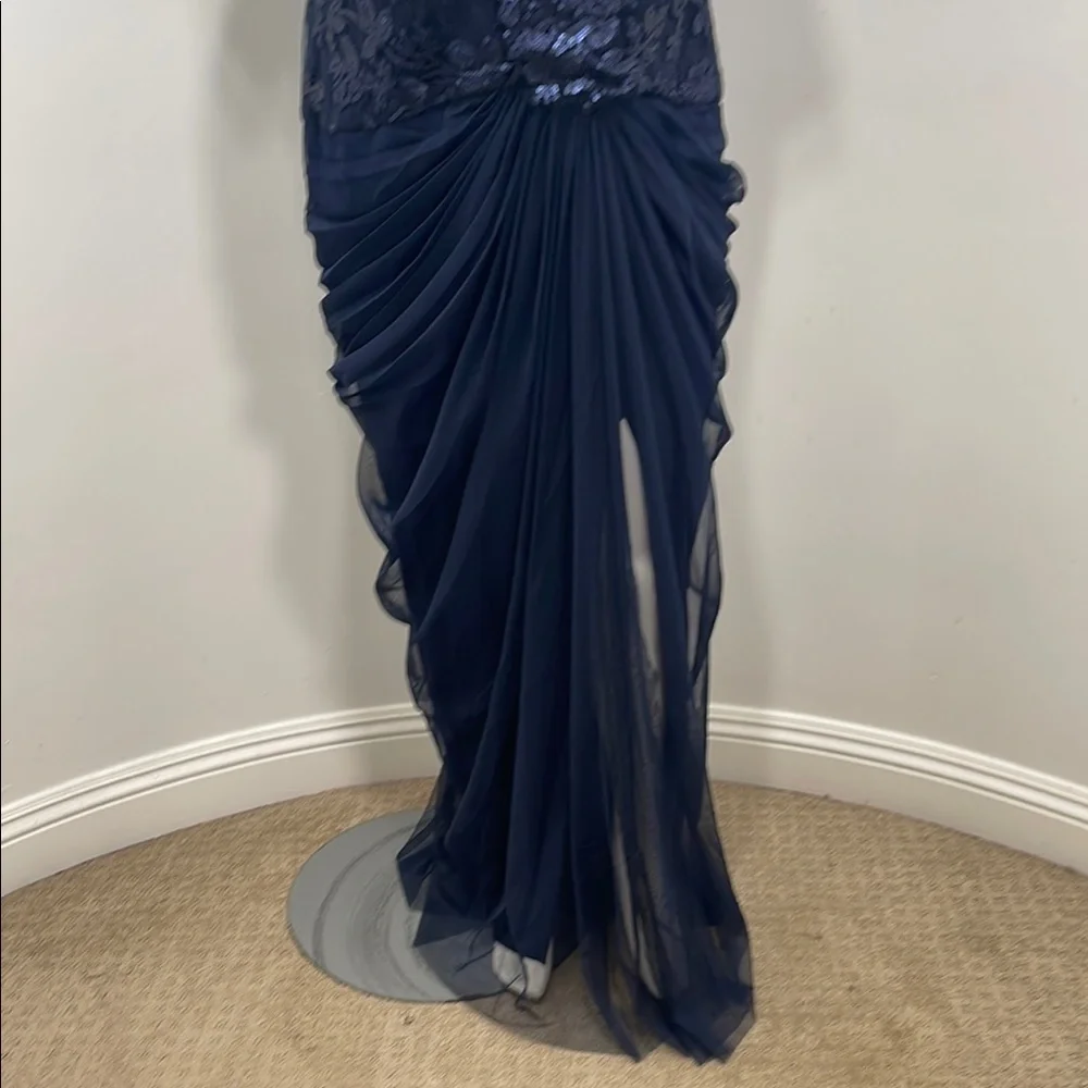 Tadashi Shoji Too Navy Embroidered Lace Evening Gown Tulle Skirt Size 16 Q NWT - Picture 8 of 16